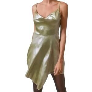 Urban Outfitters Slip Dress Womens XS Mallory Shine Metallic Asymmetrical Dress